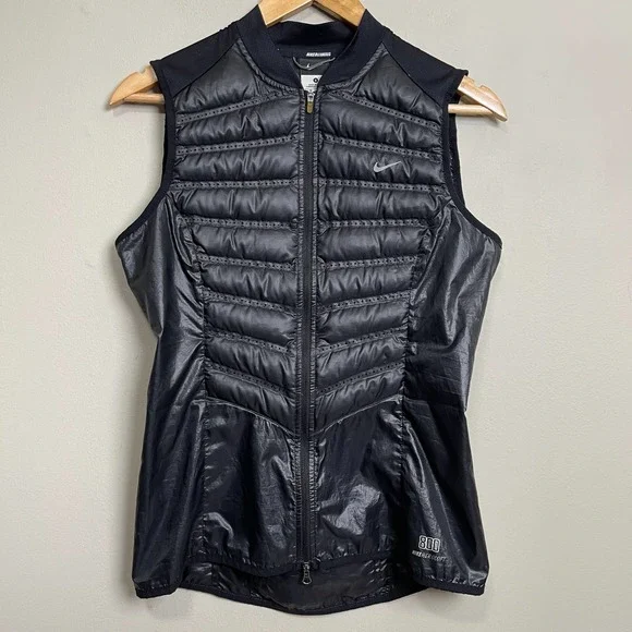 Nike Jackets Coats Nike Aeroloft 80 Black Sleeveless Packable Running Vest Womens Sz S Poshmark